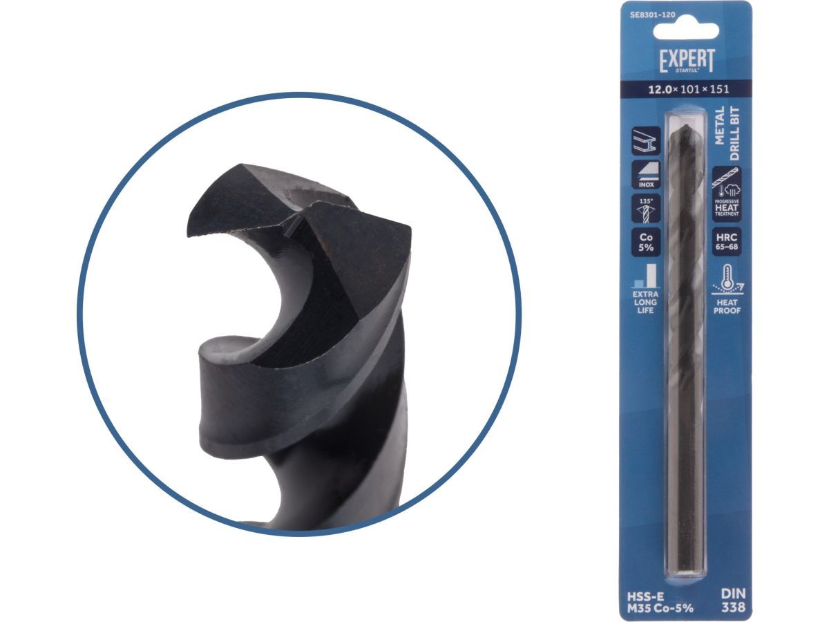 Сверло по металлу ц/х 12.0х101х151 мм HSS-Co Black EXPERT  (кобальт 5%)  ...STARTUL SE8301-120