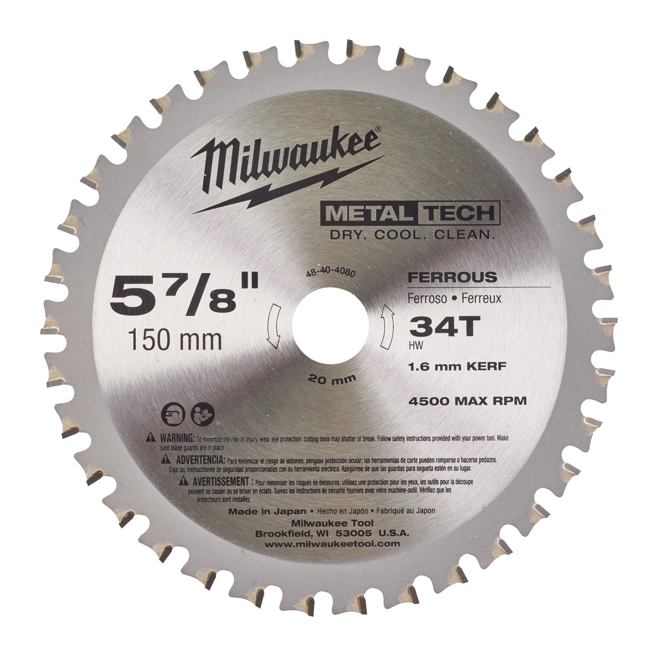 Диск пильный 150x1,65х20 мм / Z34 (металл), MILWAUKEE Milwaukee 48404080