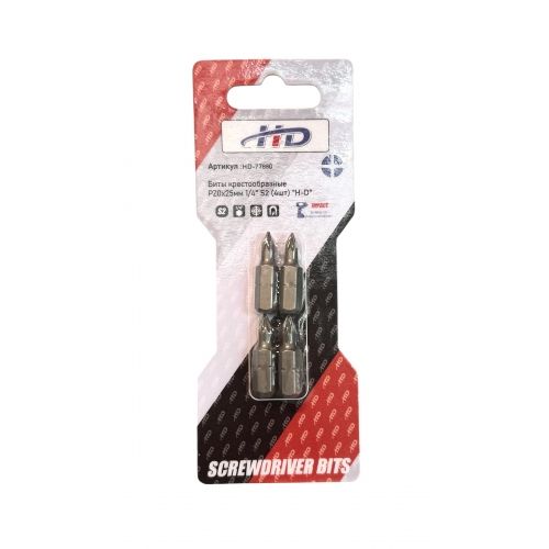 Биты крестообразные PZ0х25мм 1/4" S2 (4шт)   H-D HD-77880