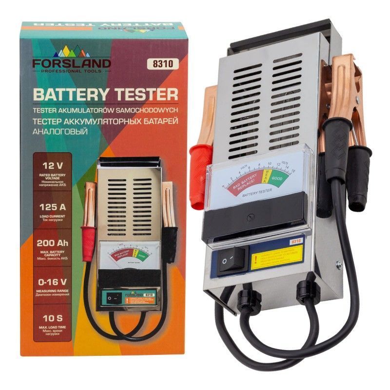 Тестер аккумуляторных батарей аналоговый 12V, 125A, 200Ah  Forsland Forsland-8310
