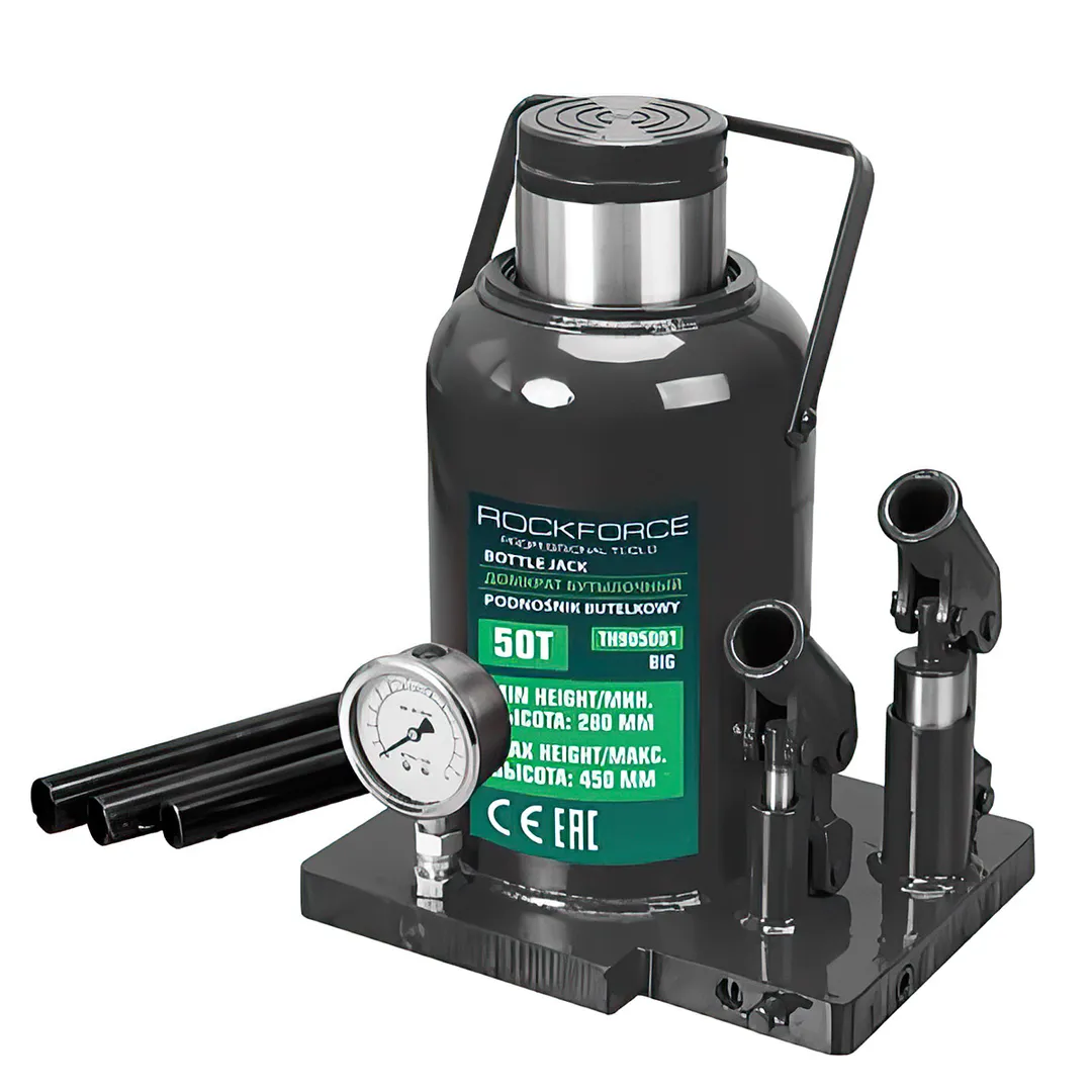 Домкрат бутылочный 50т (h min 280мм, h max 450мм) Rock FORCE RF-TH905001