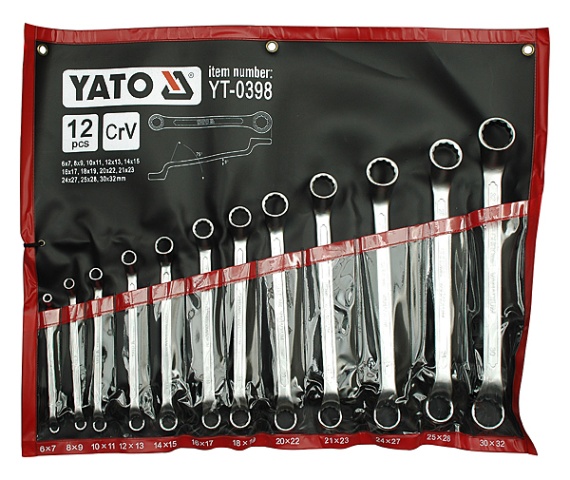 Ключи накидные изогнутые 6-32mm (набор 12шт) CrV  YATO YT-0398