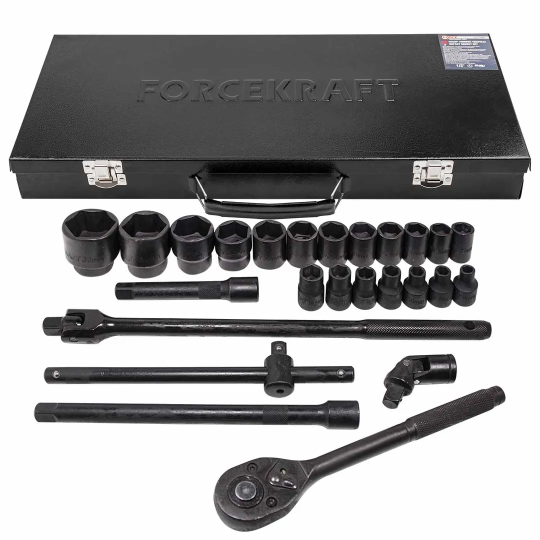 Набор инструментов ударных 1/2", 6гр, 26пр. (8-32мм) FORCEKRAFT FK-4263-5MPB