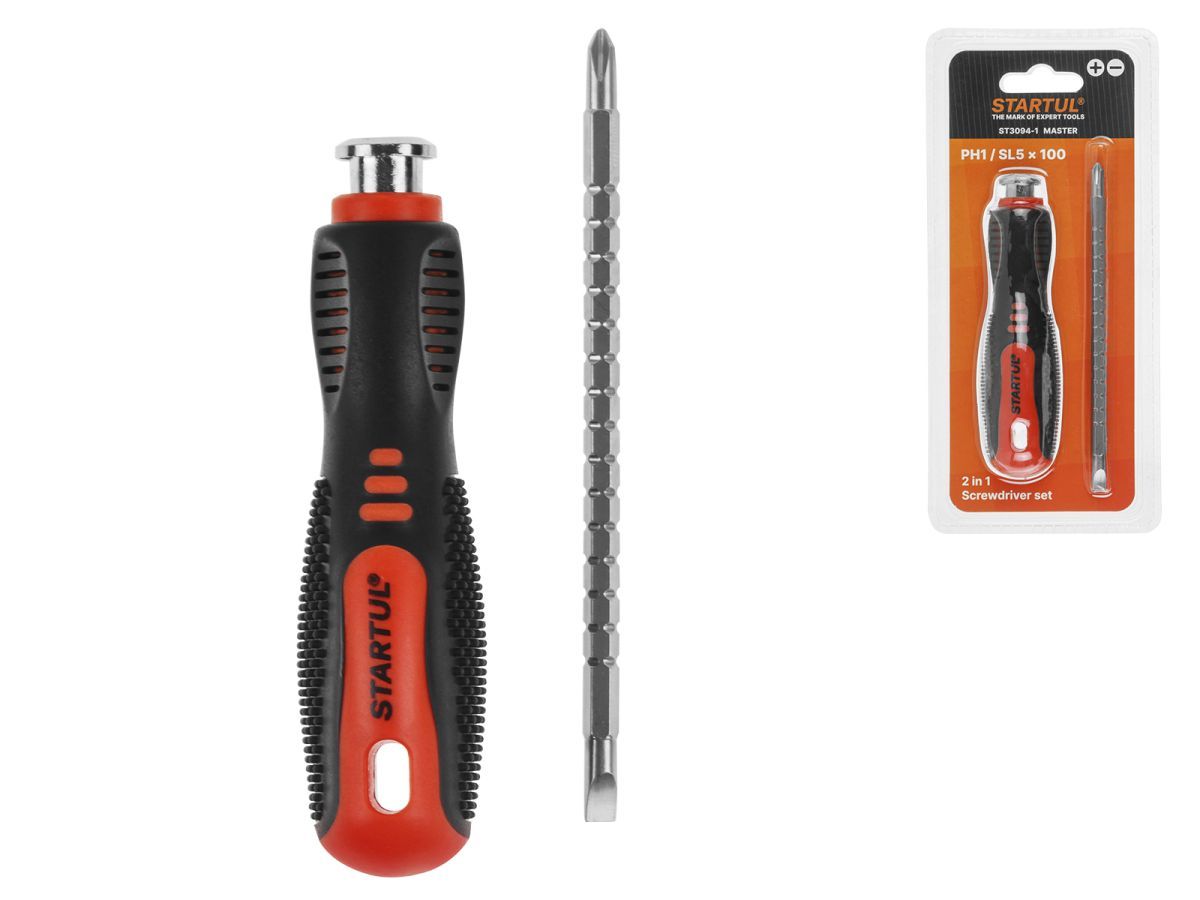 Отвертка 2-в-1 PH1/SL5 100мм MASTER (ST3094-1) (двухкомп. рукоятка Anti-Slip) STARTUL ST3094-1