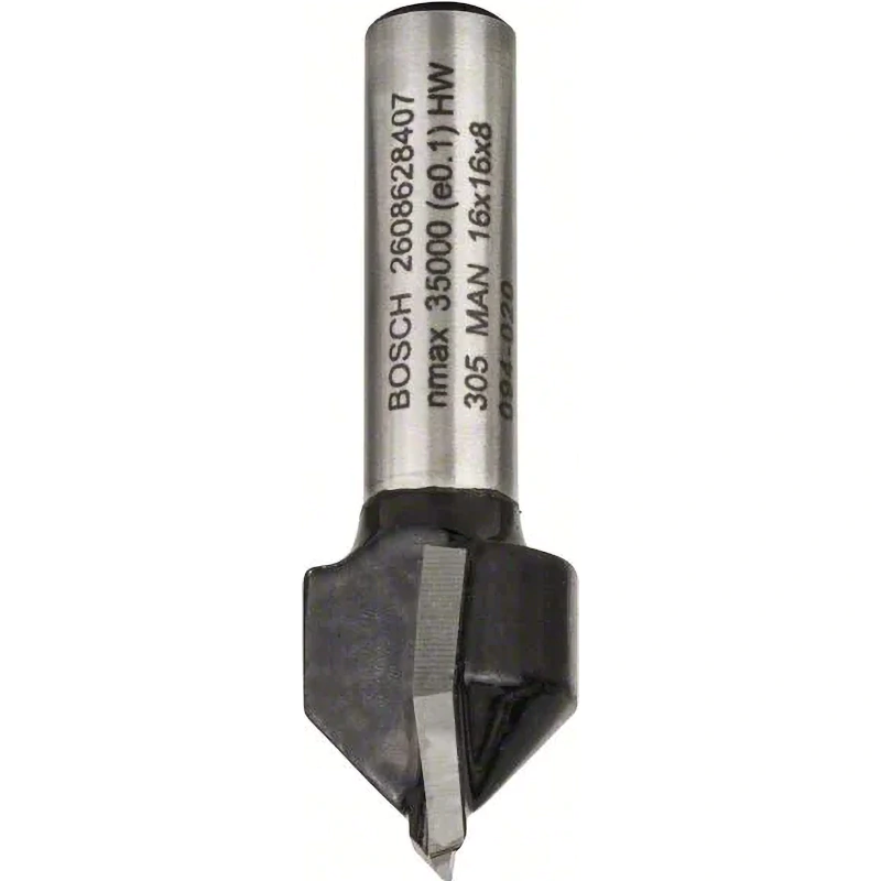 Фреза пазовая V-образная 90° D16x16x45 / хв 8 мм BOSCH 2.608.628.407