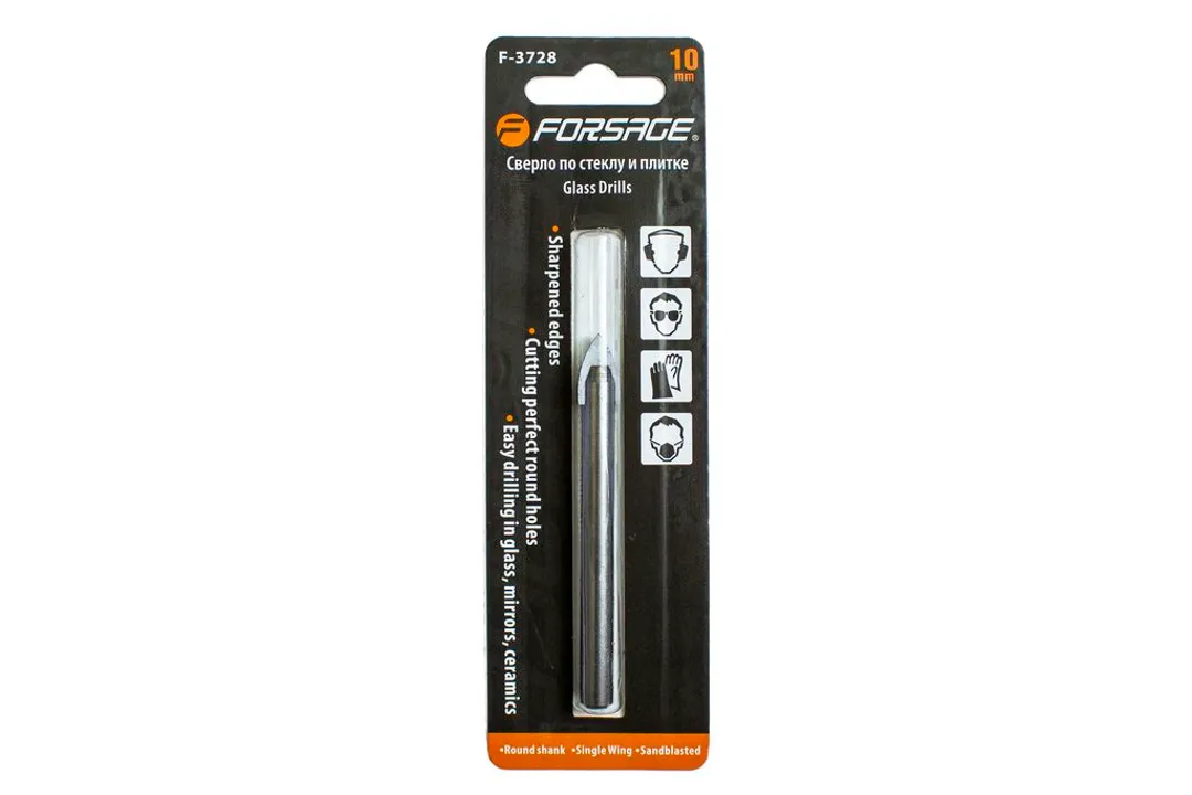 Сверло по стеклу и плитке 10mm, в блистере  Forsage F-3728