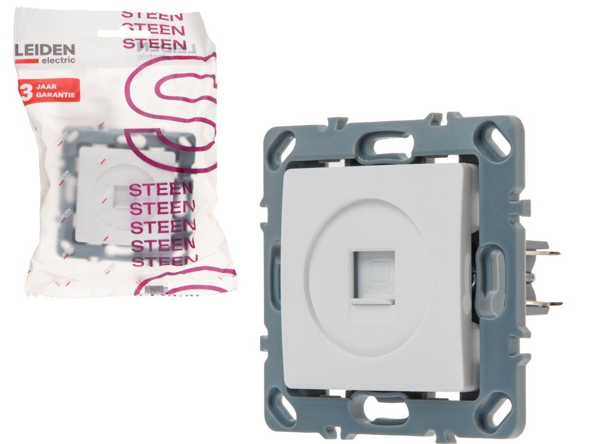Розетка компьютерная 1xRJ45 (скрытая, механизм, Cat5e) белая, Steen LEIDEN ELECTRIC 806101