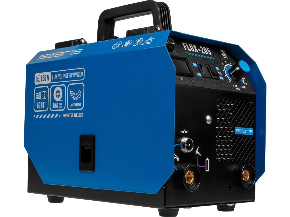 Полуавтомат сварочный FLUX-205 (230В, 20-180 А, 20,5 В / 80 В / 62 В, FLUX/MMA/TIG LIFT, байонетный разъем,) SOLARIS SL5712-2