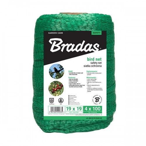 Сетка плетеная для защиты от птиц BIRD NET 4х100м, HDPE пластик, ячейка 19х19mm  ...BRADAS AS-BN10191940100