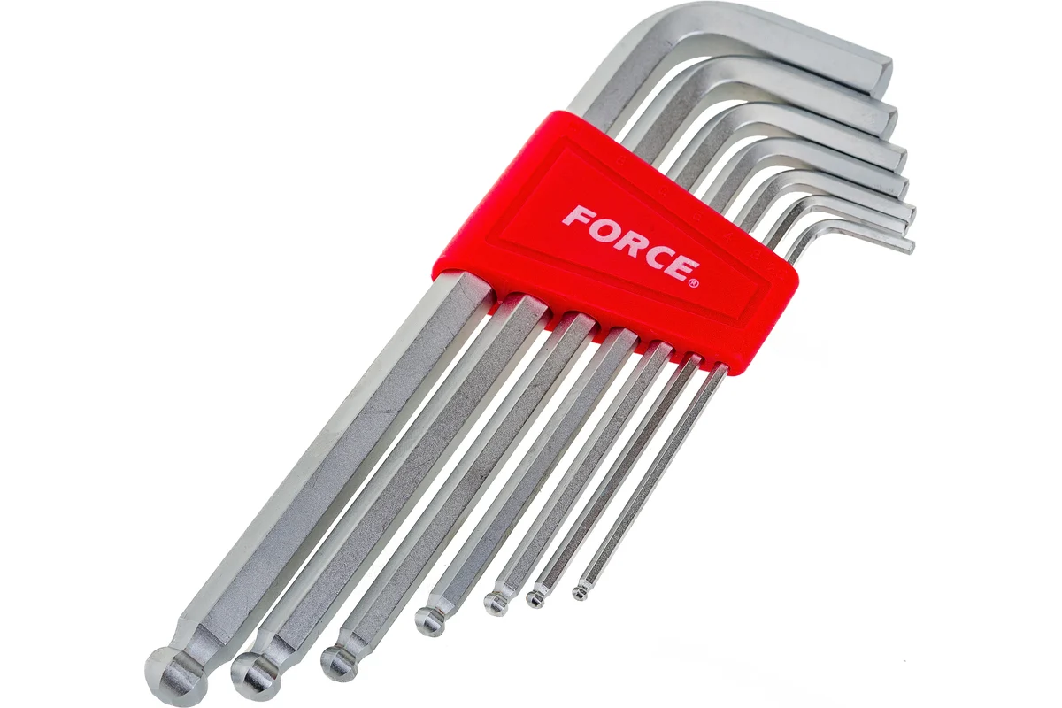 Набор ключей шестигранных 2.5-10мм, 7пр. длинных с шаром  Force 5072LB