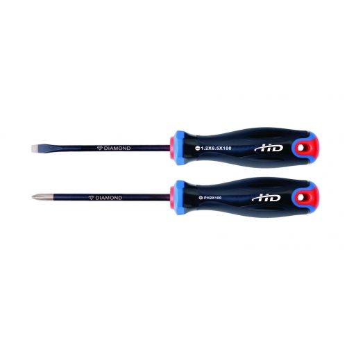 Отвертки PH2x100мм + SL1.2x6.5x100мм, набор 2шт., Diamond-coated H-D HD-25970