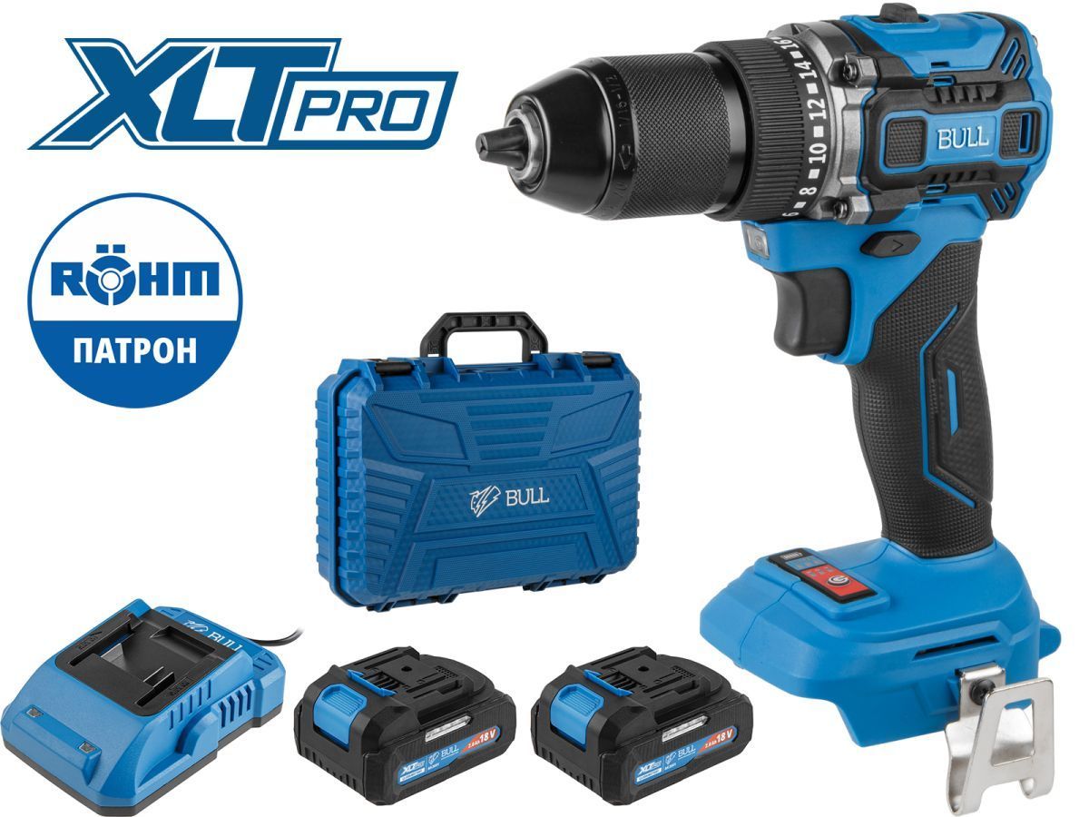 Аккум. дрель-шуруповерт SR 1807 R-series SET XLTpro БЕСЩЕТ., 18 В, 60 Н*м, 2х2 А*ч, з/у 2 А (ОТГРУЗКА ТОЛЬКО ПО ЭТН/ЭТТН |) BULL 2329223