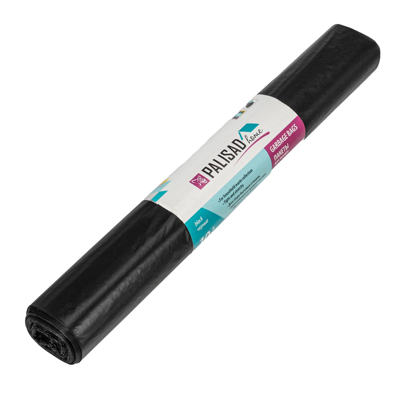 Пакеты для мусора 120 л x 10 шт. пвд прочные черные, длинный ролик PALISAD 927265