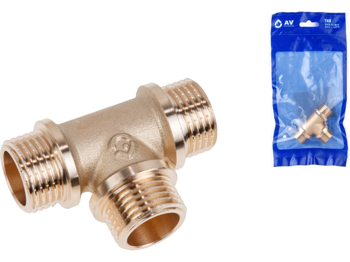 Тройник 1/2" нар.-нар.-нар. с ограничителем AV Engineering AVE306011
