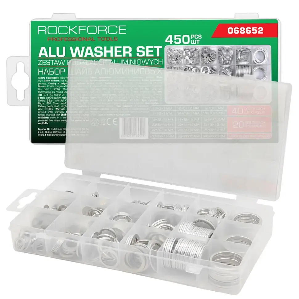 Шайбы алюминиевые, набор 450пр. RockFORCE RF-068652