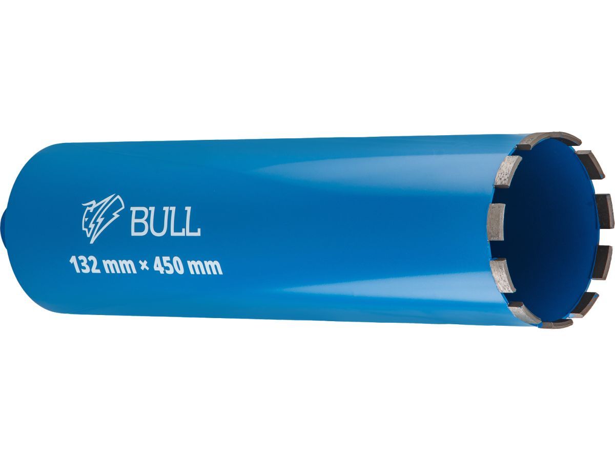 Коронка алмазная d 132мм железобетон, L450мм, 1 1/4", мокрое сверление BULL 2329248