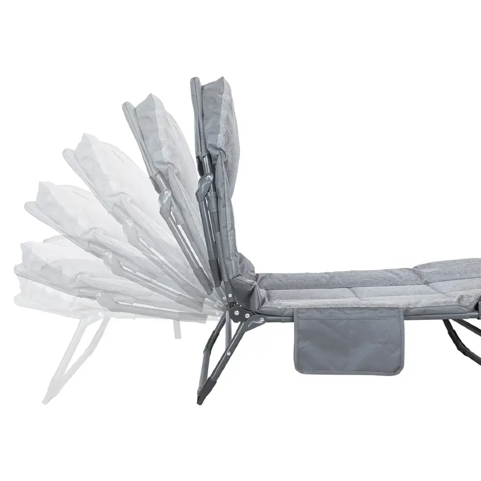 Шезлонг складной (серый) (32х64х200см, макс. нагрузка 200кг) ISMA ISMA-FG-HY-8008G