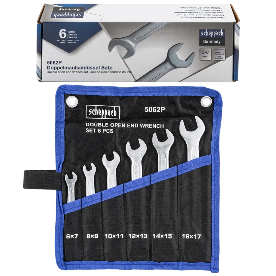 Ключи рожковые, набор 6пр. (6х7, 8х9, 10х11, 12х13, 14х15, 16х17мм) Scheppach Sch-5062P