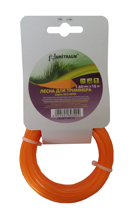 Леска для триммера полиамидная, треугольная 1.65 мм. x 15 м. (Eco-Edge) UNITRAUM UN-EET165C15