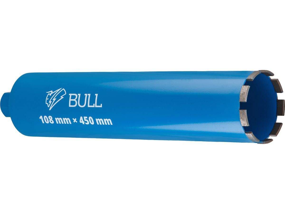Коронка алмазная d 108мм железобетон, L450мм, 1 1/4", мокрое сверление BULL 2329247