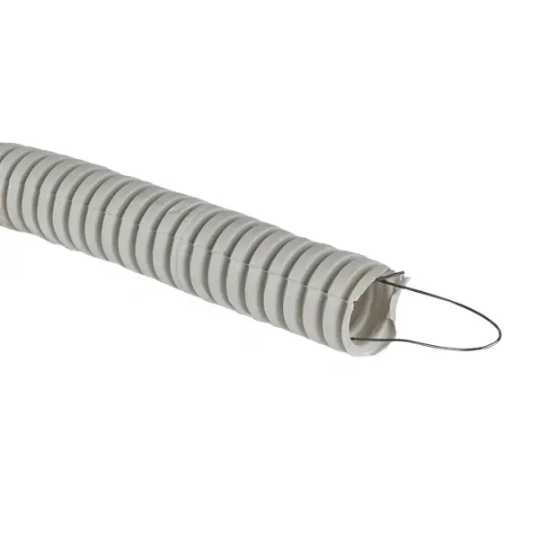 Труба гофр. ПВХ с протяжкой d20 мм (100 м) серая-PlastEKF tg-z-20