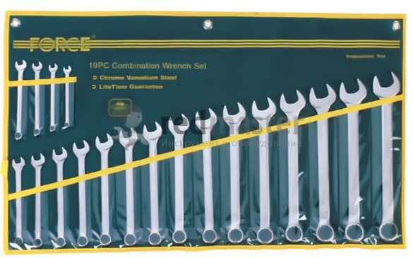 Набор ключей комбинированных 19 пр. (6-24мм) на полотне Force 5191
