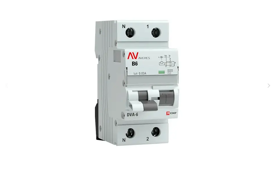 DVA-6 1P+N 6А (B) 30мА (AC) 6кА AVERES EKF rcbo6-1pn-6B-30-ac-av