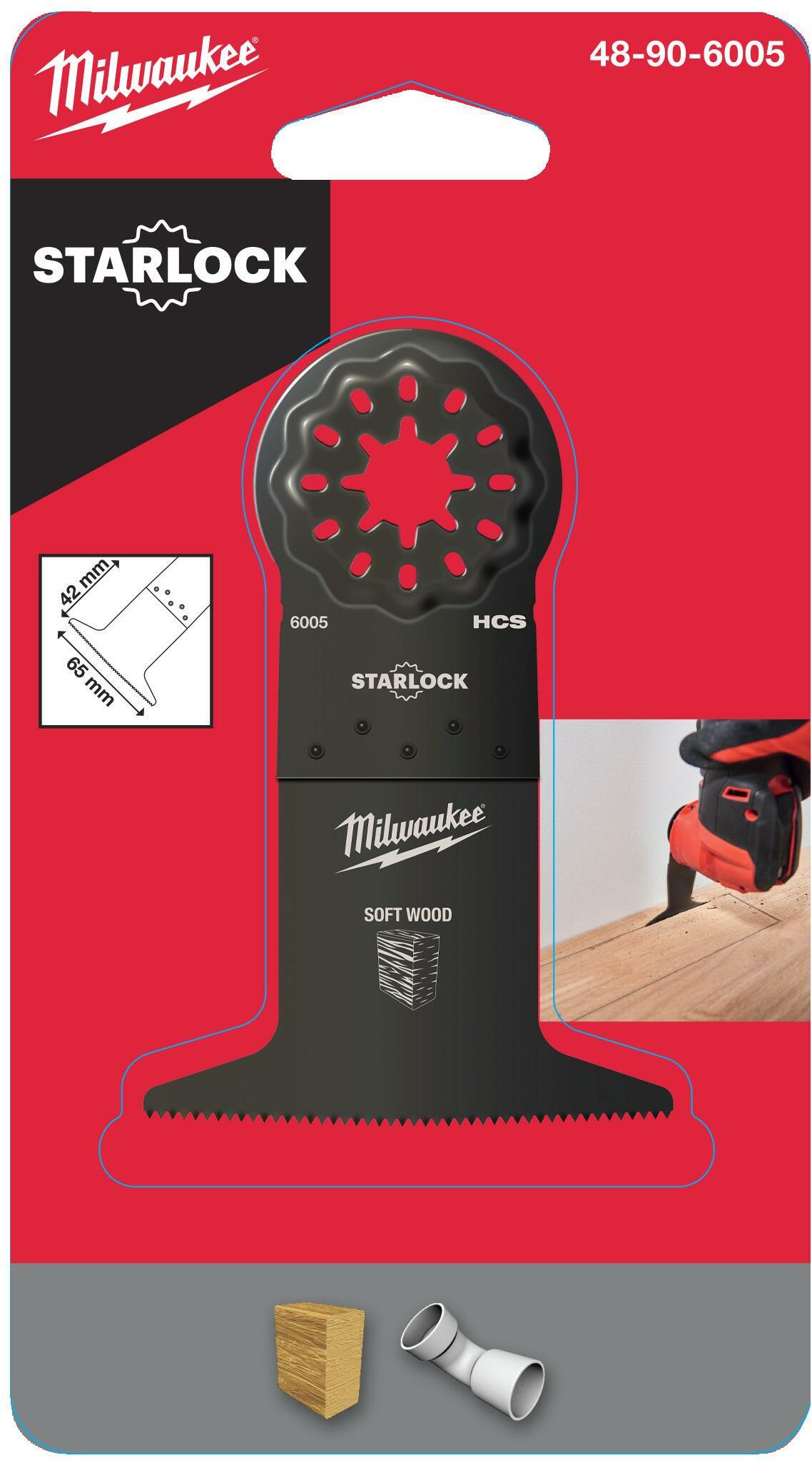 Полотно для мультитула Starlock 65x42 мм (1 шт / HCS) по мягкой древесине MILWAUKEE ...Milwaukee 48906005