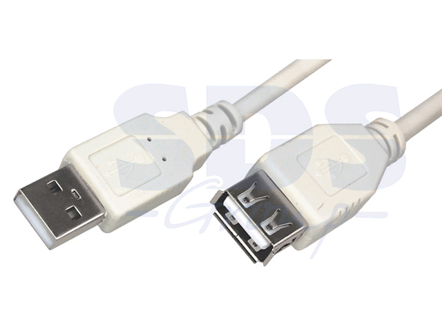 Шнур USB-A (male) штекер - USB-A (female) гнездо, 5 м, белый  REXANT 18-1117