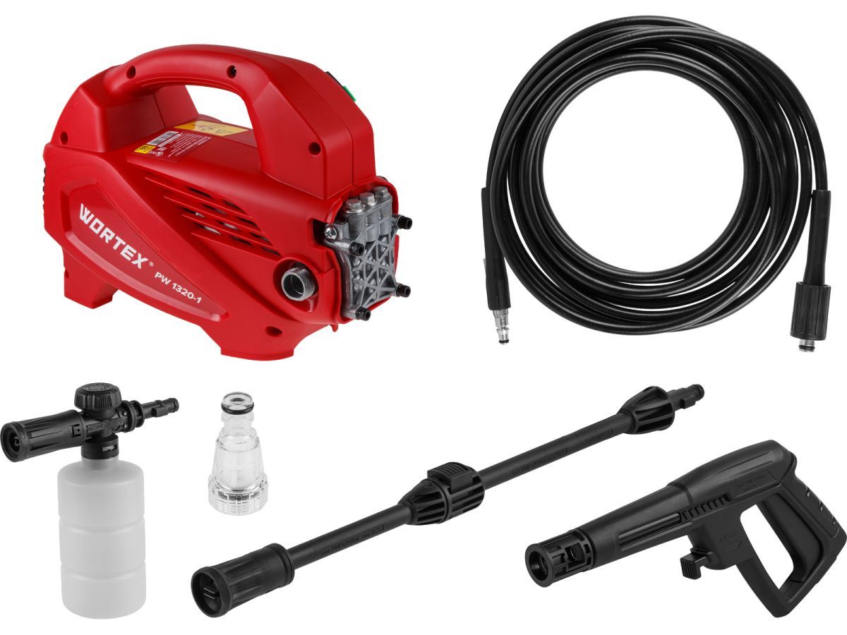 Очиститель высокого давления PW 1320-1 1.60 кВт, 130 Бар, 390 л/ч, индукц. (мойка высок. давл., автомойка, ф-ция самовсасывания, алюминиевая помпа, инд. двигатель, шланг 6 м) WORTEX 2335114