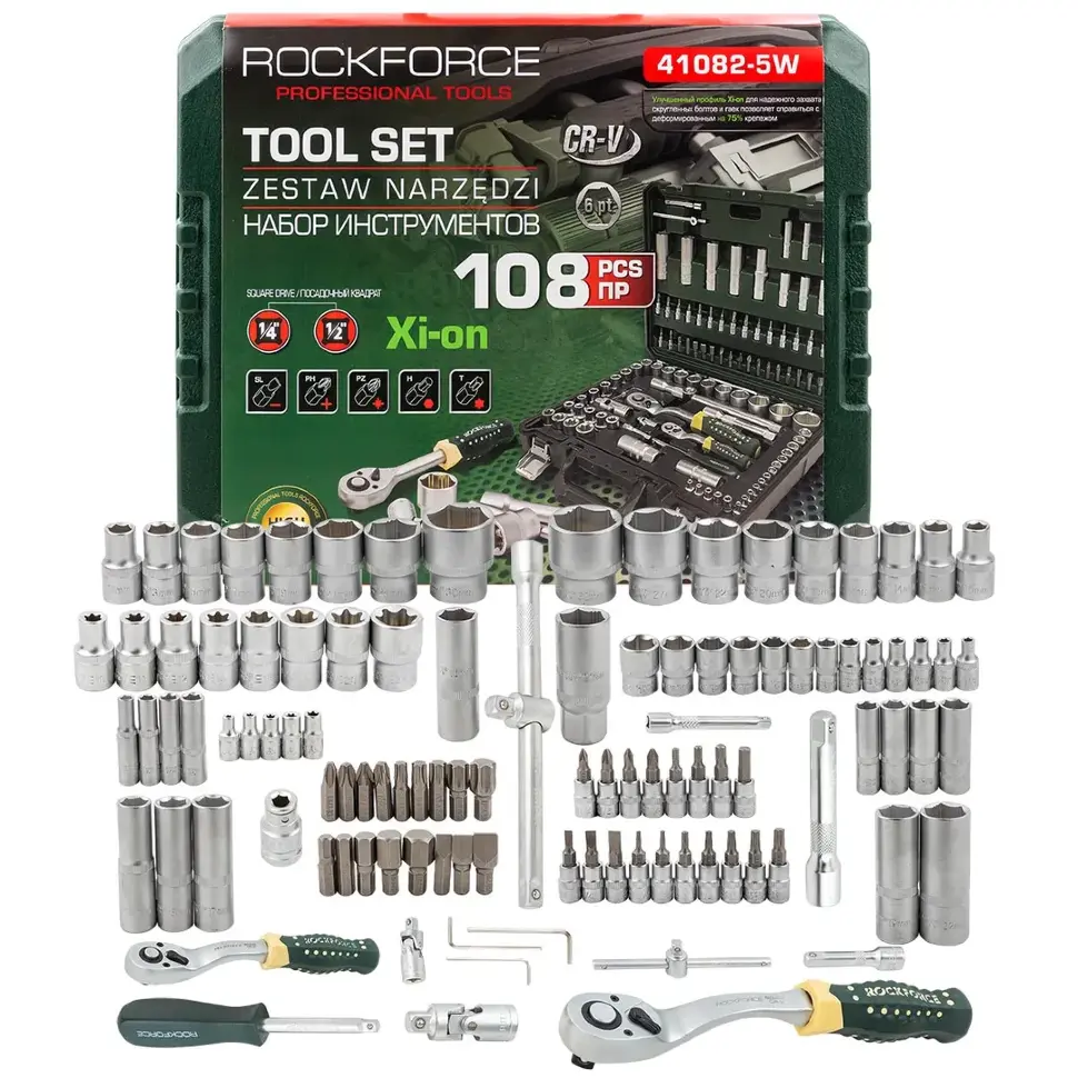 Набор инструментов 108пр. 1/4", 1/2" (6гр.) RockFORCE Rock FORCE RF-41082-5W