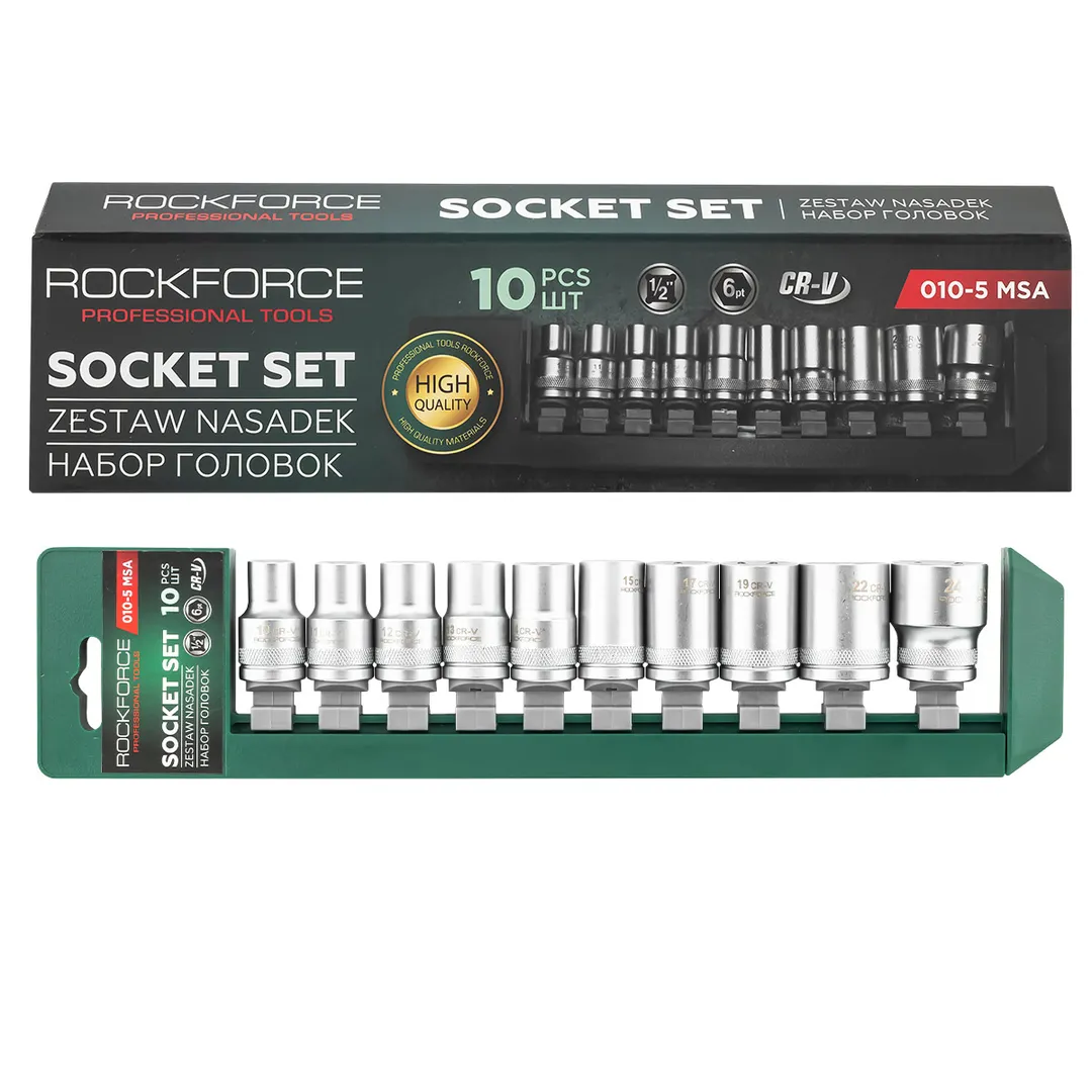 Головки, набор 10пр., 1/2" (6гр.) RockFORCE Rock FORCE RF-010-5 MSA