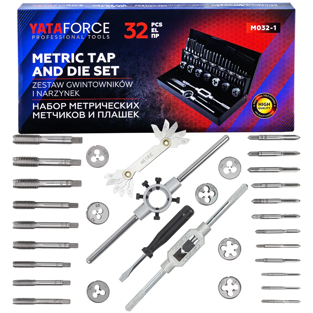 Метчики и плашки, набор 32пр. (метрич.)  YATAFORCE YF-M032-1
