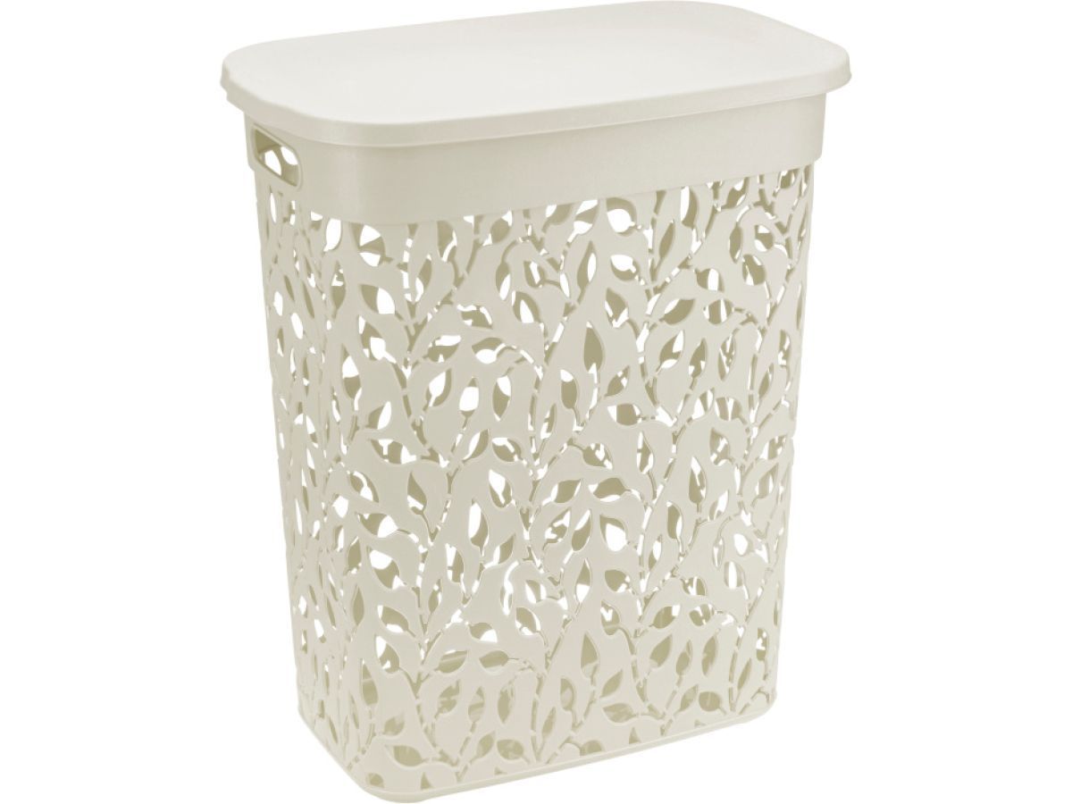 Корзина для белья ФЛОРА 35л (белый ротанг) IDEA М2620