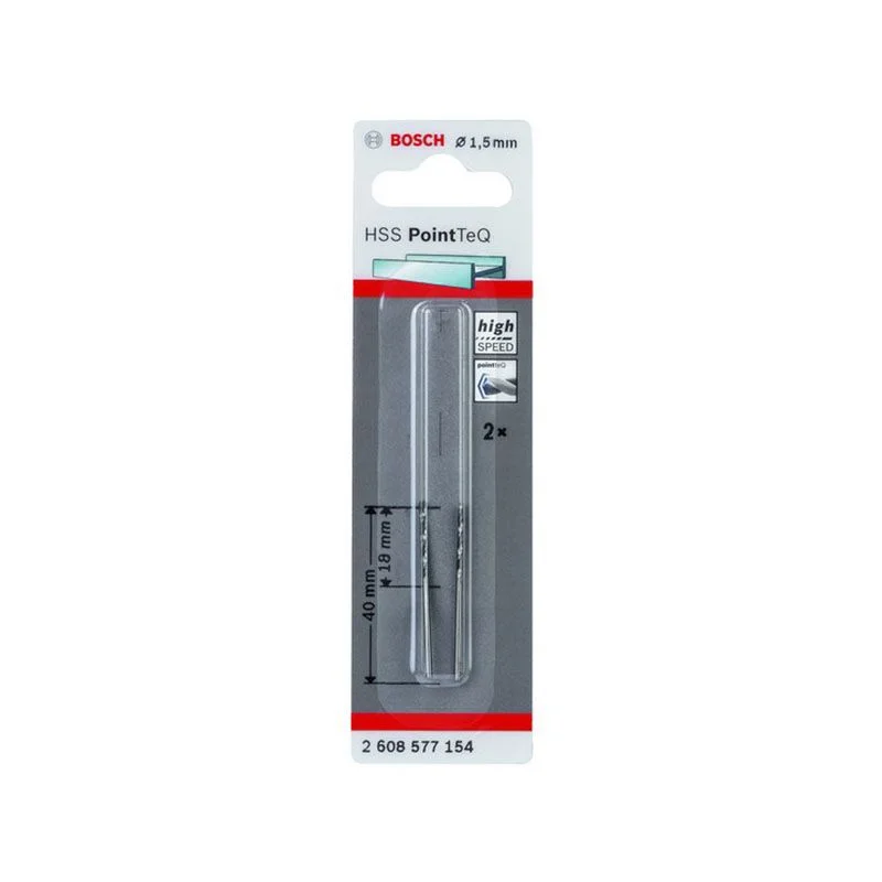 Сверло по металлу 1,5х40 мм (2 шт) HSS PointTeQ BOSCH 2.608.577.154