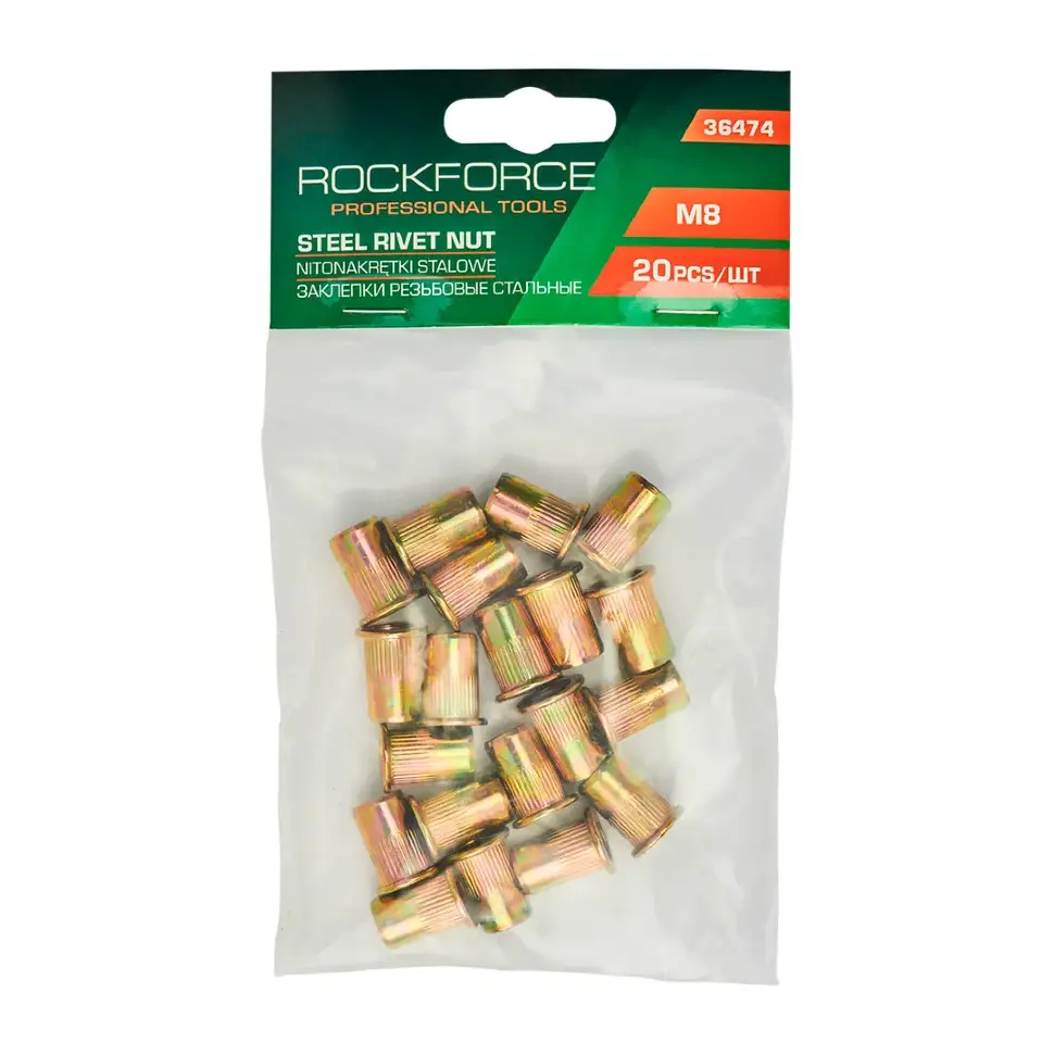 Заклепки резьбовые стальные М8 (20шт./к-т) RockFORCE RF-36474 Заклепки резьбовые стальные М8 (20шт./к-т) RockFORCE RF-36474