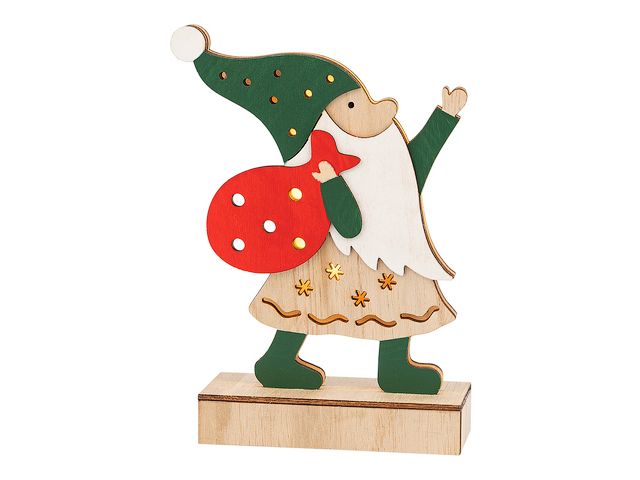 Деревянная фигурка с подсветкой "Дед Мороз" 18 см  NINGBO JIA SHE TRADING CO.,LTD. (Китай) 504-016