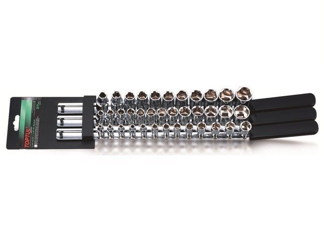 Набор головок 1/4", 3/8", 1/2", 4-22мм 6гр 37пр. на подвесе Toptul GAAQ3702