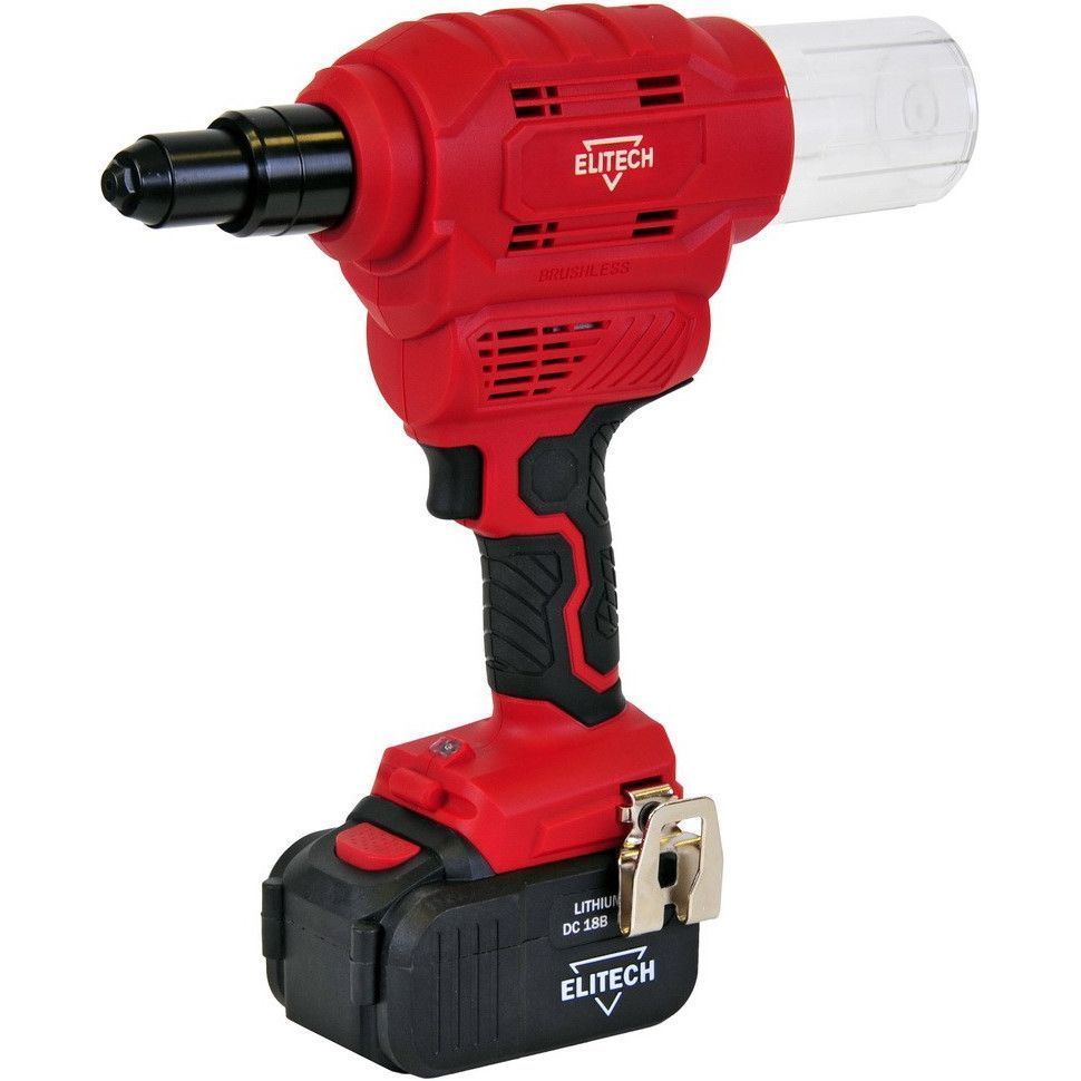 Заклепочник аккумуляторный 4.0-6.4 мм (18V / 1х4,0 Ah / BL / Кейс)  ELITECH 198045