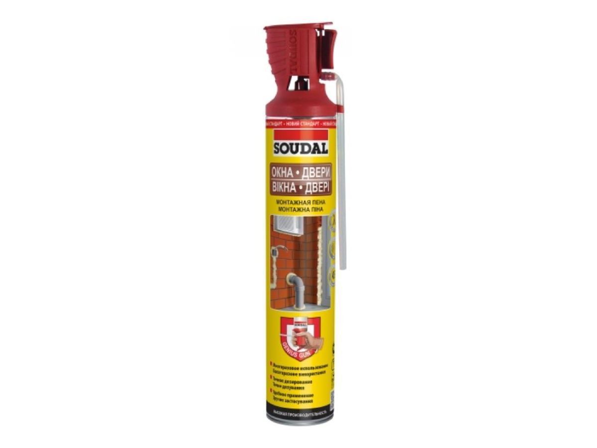 Пена монтажная ОКНА ДВЕРИ с аппликатором Genius Gun 750 мл SOUDAL 131132