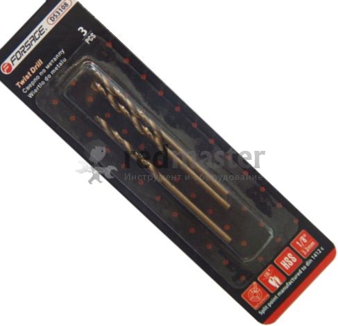 Сверло по металлу 2х24х49мм HSS+Co (3шт)  Forsage F-DS3564