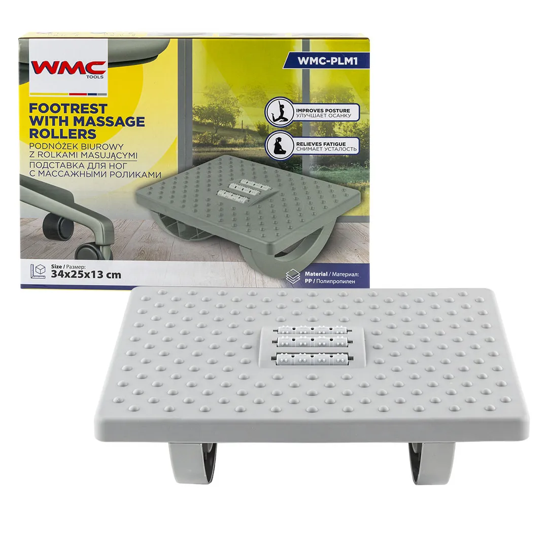 Подставка для ног с массажными роликами (13х25х34см)  WMC TOOLS WMC-PLM1