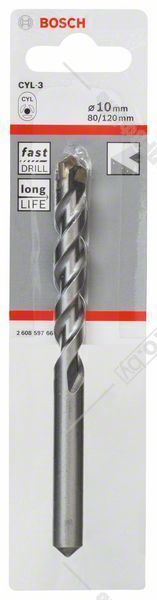 Сверло по бетону CYL-3, 10 - 80/120мм, BOSCH 2.608.597.665