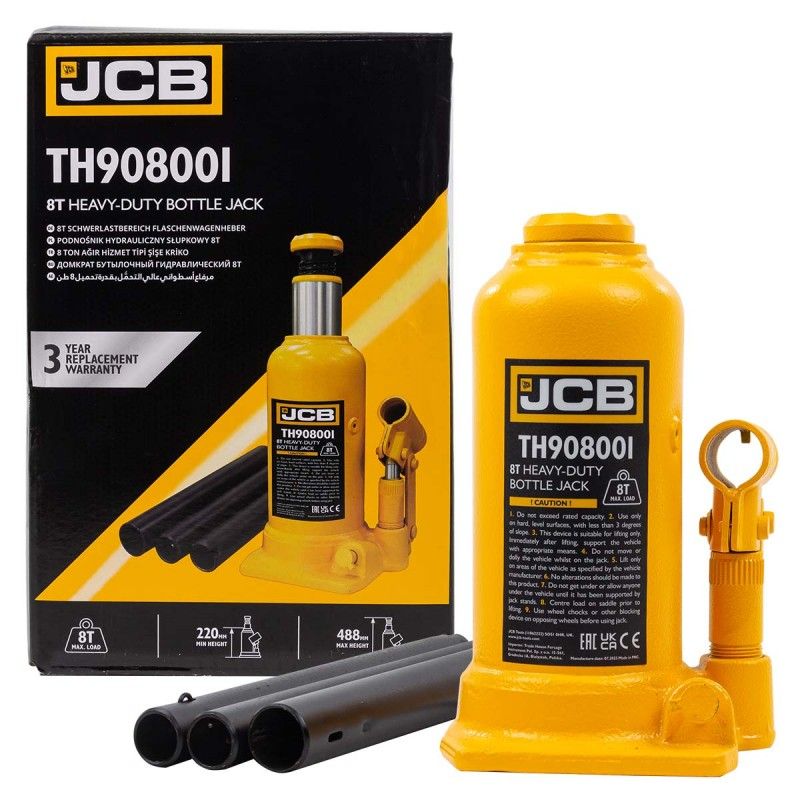 Домкрат бутылочный 8т (h min 220мм, h max 488мм)  JCB JCB-TH908001