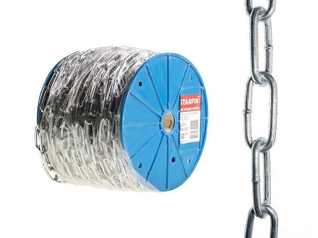 Цепь сварная длиннозвенная, оцинкованная М8 DIN 763 (бухта 10 м)  ...STARFIX SMP-42320-10