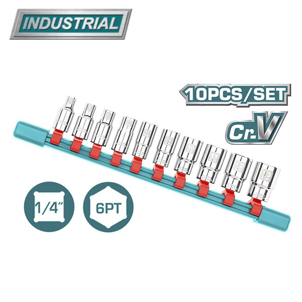Набор головок 1/4", 5-14мм, 6гр TOTAL THT1411023 (10шт.)