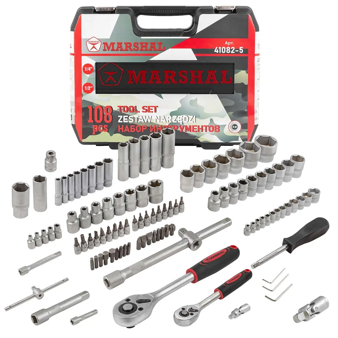 Набор инструментов 108пр. 1/2'', 1/4'' (6гр.)(4-32мм) MARSHAL MT-4108