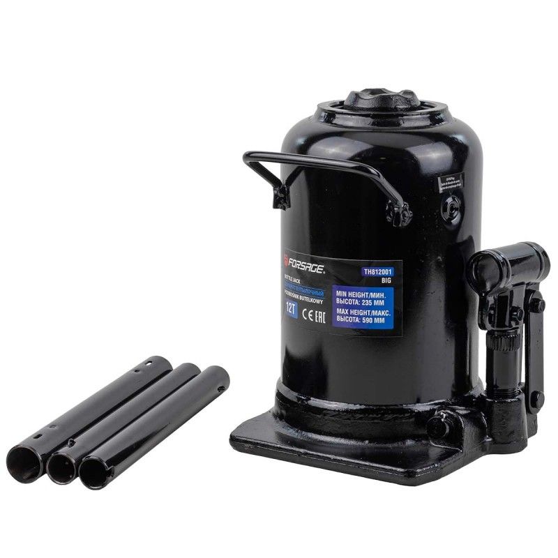 Домкрат бутылочный 12т двухштоковый (h min 235мм, h max 590мм)  Forsage F-TH812001