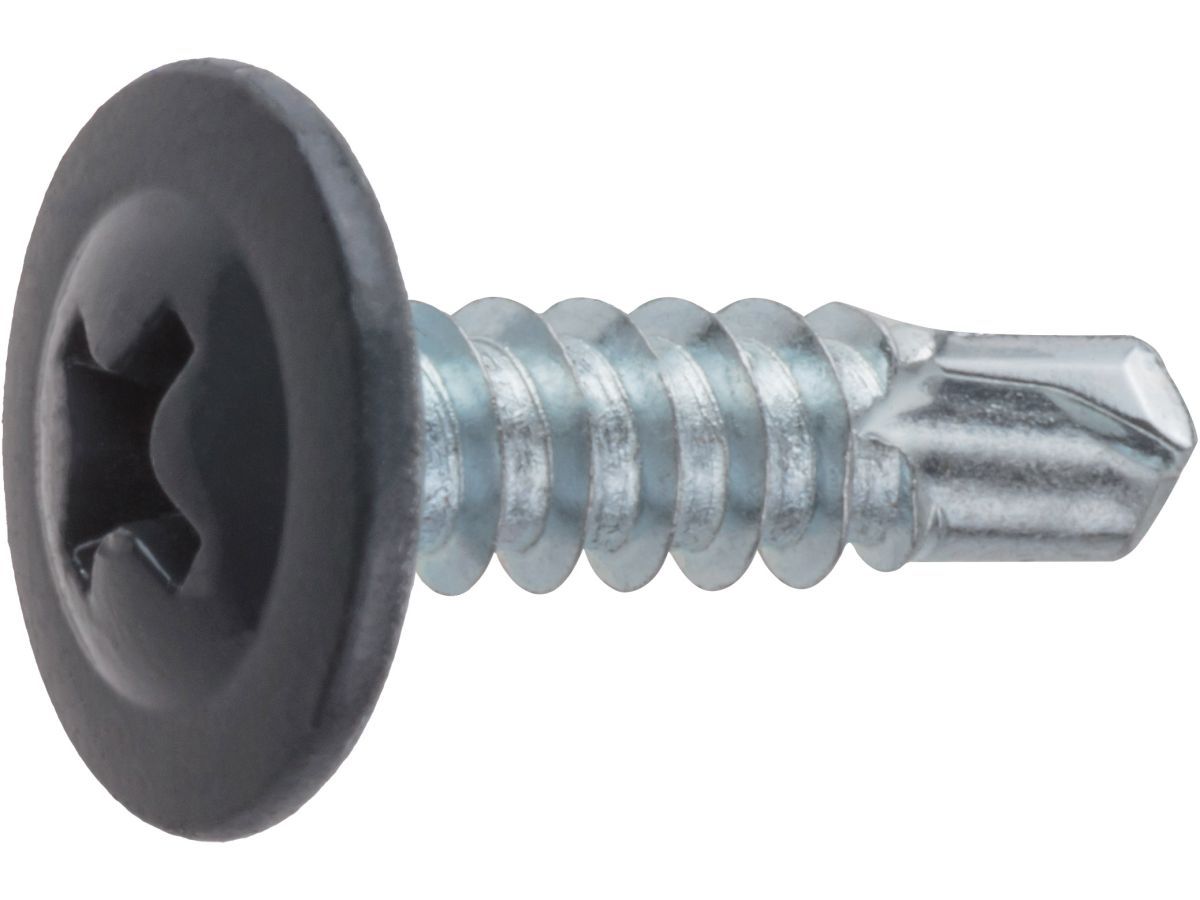 Саморез 4.2х16 mm с прессшайбой, цинк, со сверлом, RAL 7024 (50 шт) ( графитово-серый) STARFIX SMZ1-18700-50