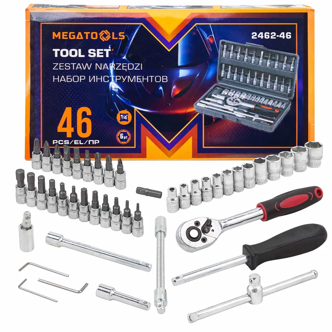 Набор инструмента 46пр. 1/4" (6-гран.)(4-14мм) MEGATOOLS MT-2462-46